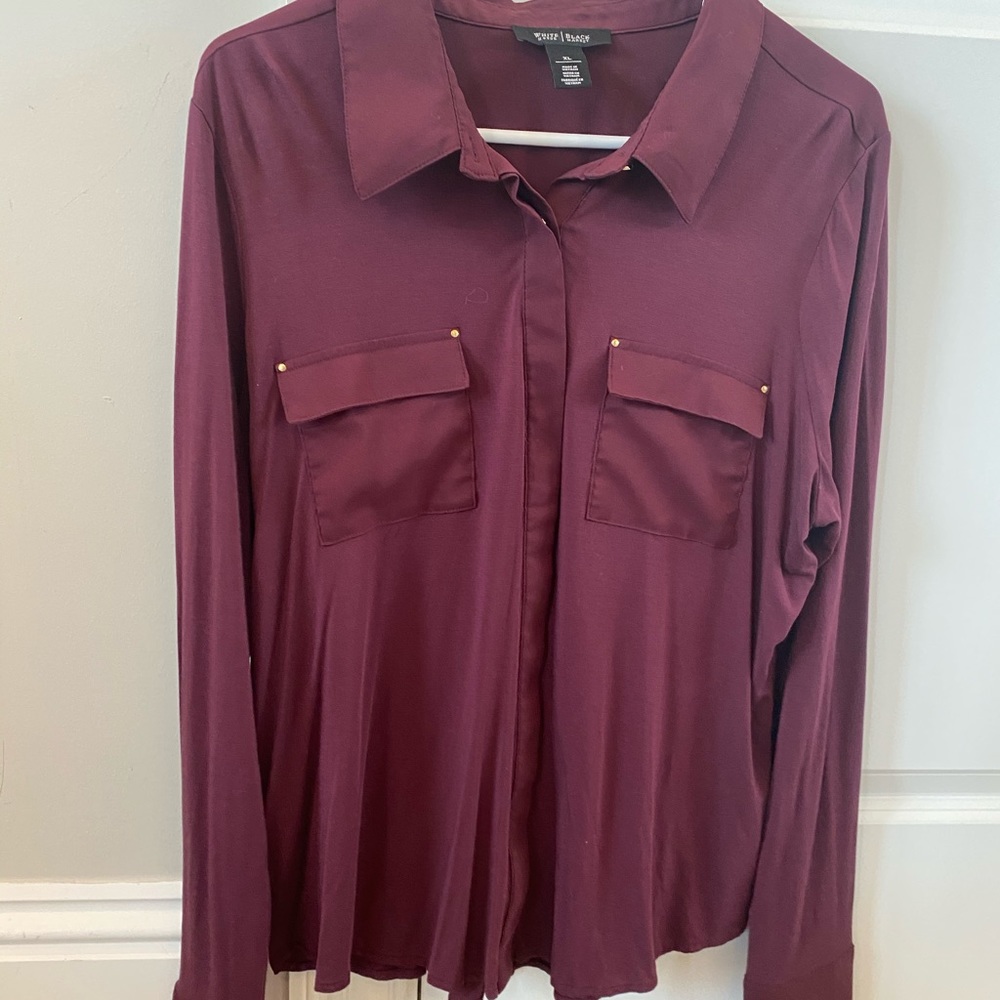 White House Black Market Burgundy Blouse